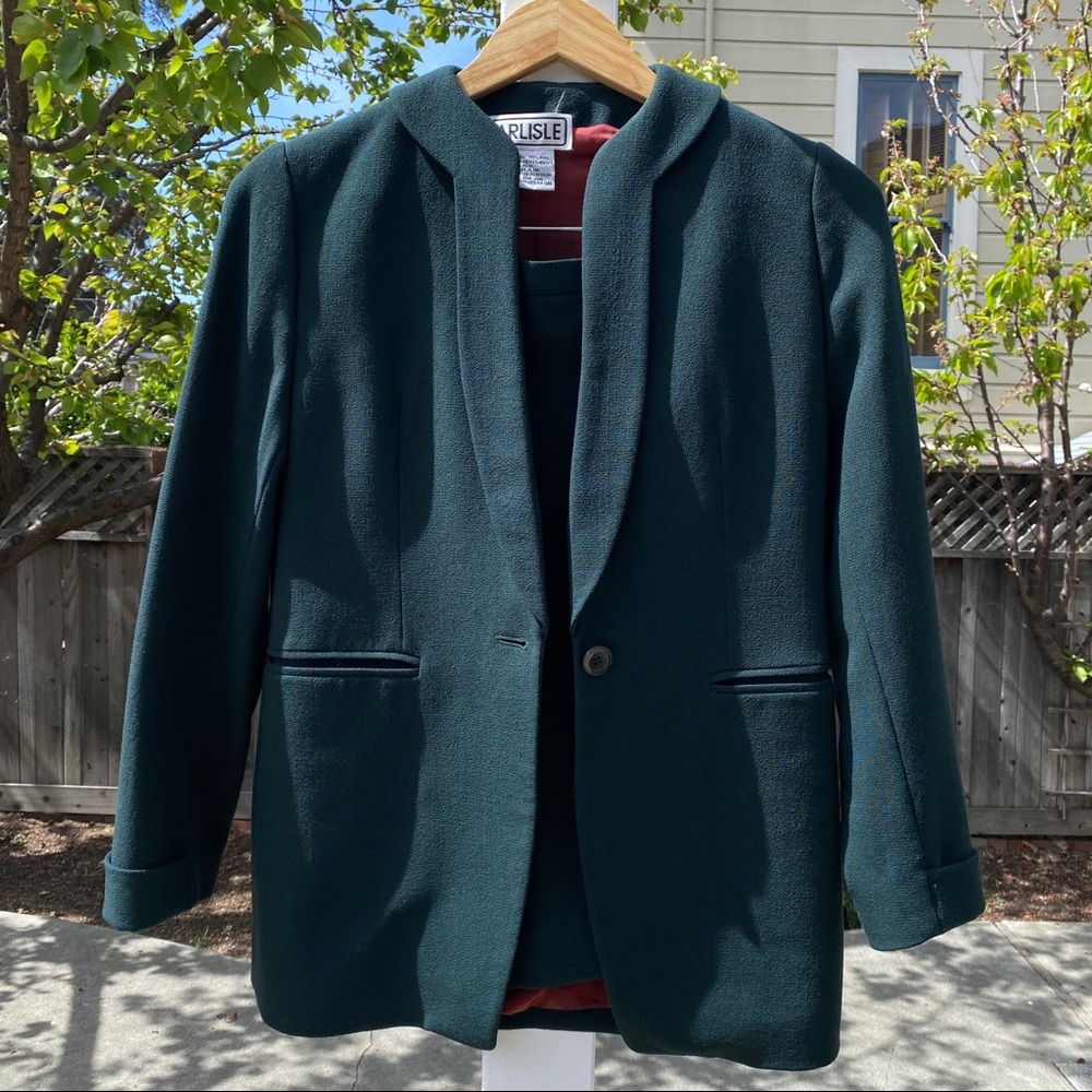 Carlisle Vintage Suit Jacket and Skirt Set in Dark Green Size 2